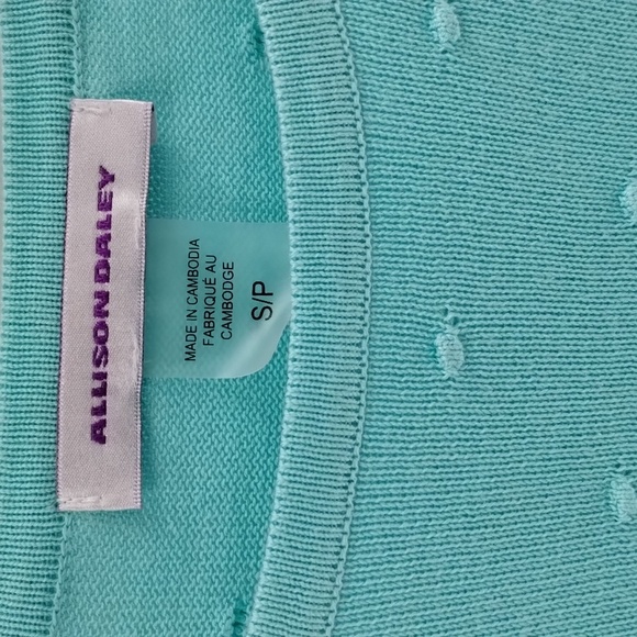 Allison Daley sweater swiss dot small petite SP green elbow sleeve lightweight - Picture 3 of 5